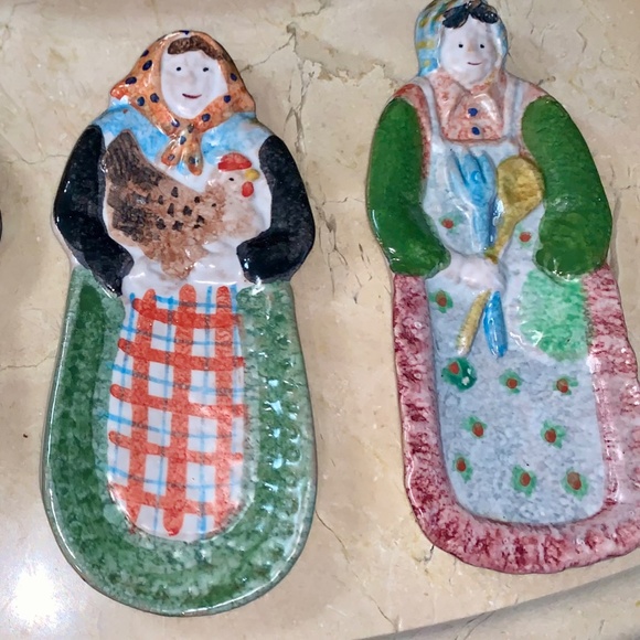 Vintage Italian ARS hand painted spoon rest ladies - Picture 2 of 5